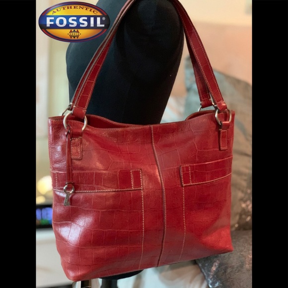 Fossil Bags Fossil Moc Croc Leather Shoulder Bag Poshmark